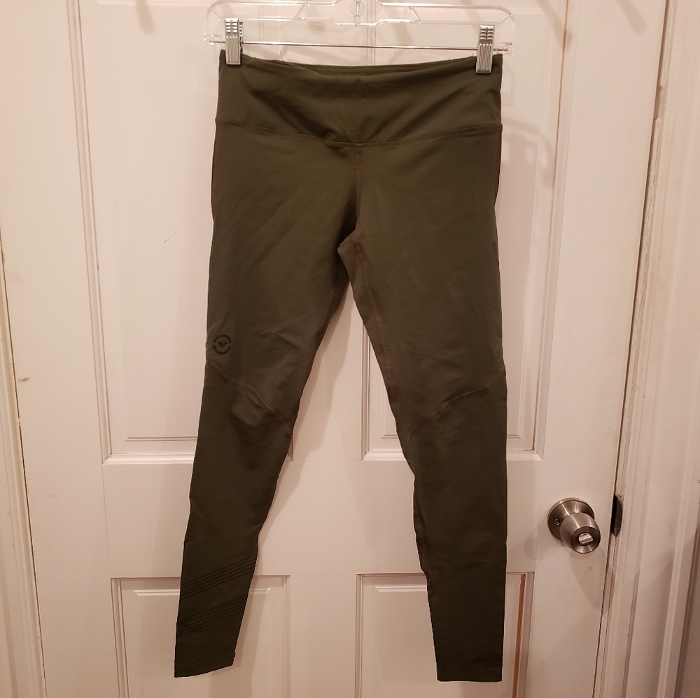 Olive Green Virus Compression Tight with Mesh Detail